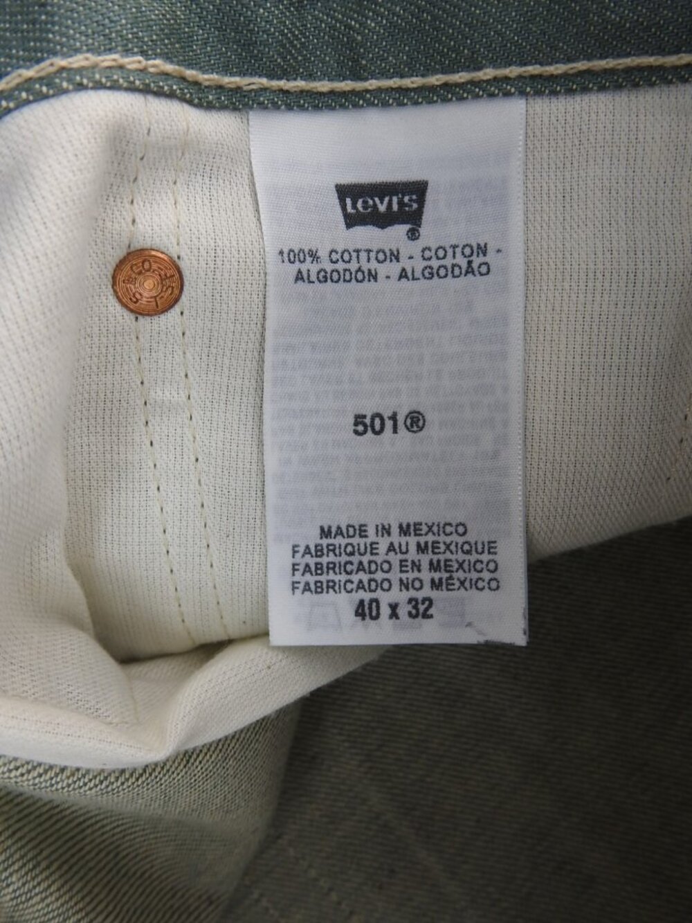 Levi Strauss 501 XX Green Jeans Mens 40x32 Button Fly Straight Leg Denim - Picture 7 of 11